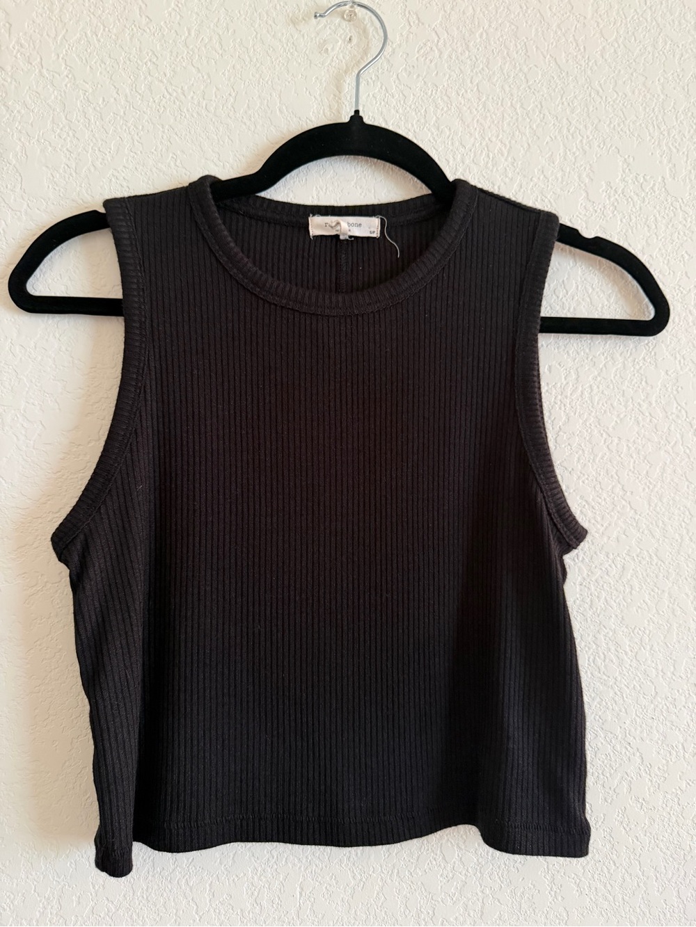 rag & bone Black Ribbed Sleeveless Crop Tank